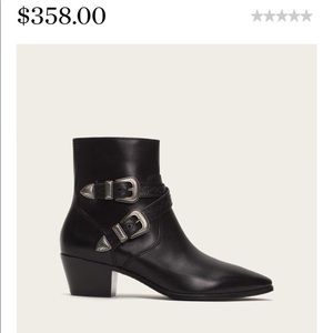 Frye Women's Size 6.5 Ellen Buckle Short Black Leather Zip Western Boots